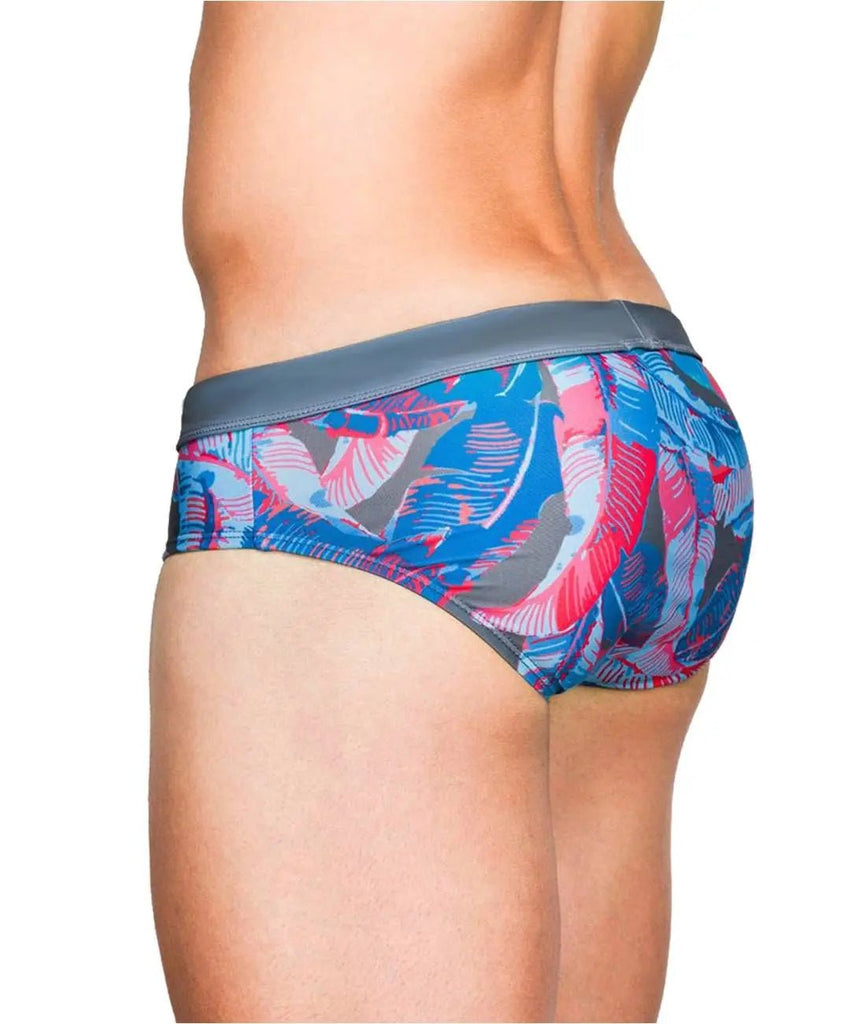 SKY BLUE LEAVES SWIM BRIEF - mizokwear