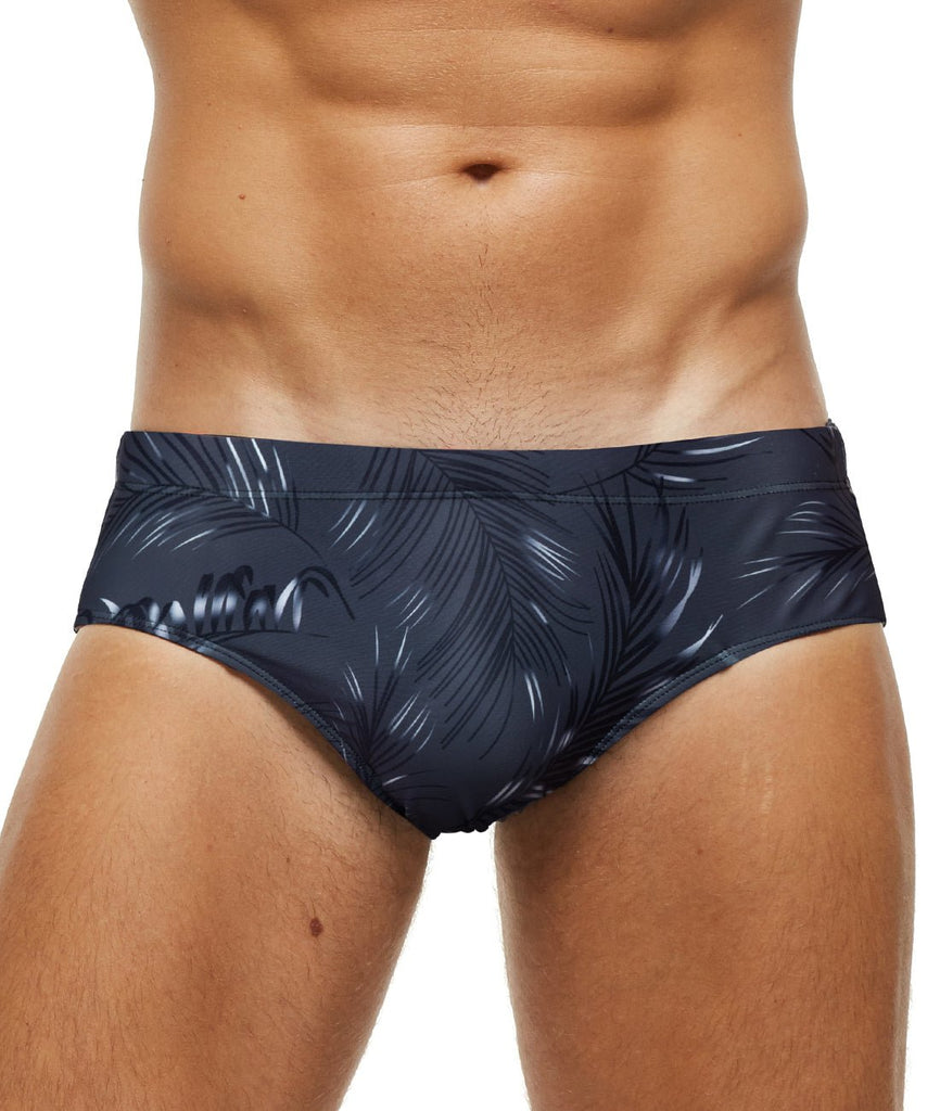 SWIM BRIEF S-Y20-Dark Grey Leaves - mizokwear