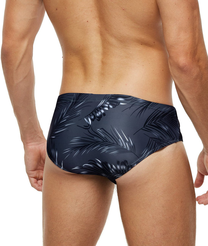 SWIM BRIEF S-Y20-Dark Grey Leaves - mizokwear