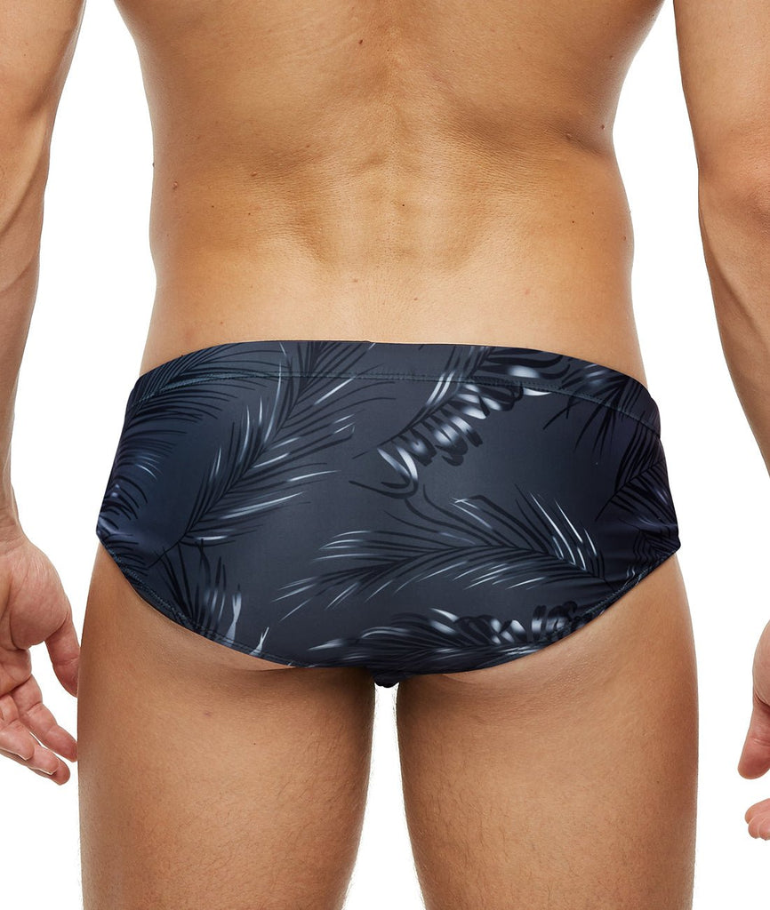 SWIM BRIEF S-Y20-Dark Grey Leaves - mizokwear